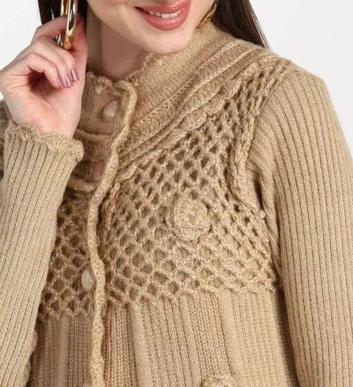 Designer Knitted Brown Sweater