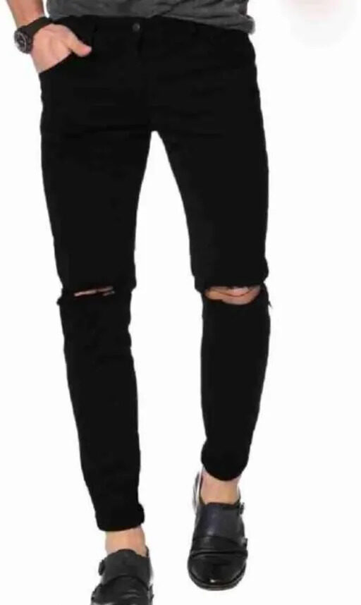 Designer Black Knee cut Jeans