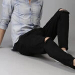 Designer Black Knee cut Jeans