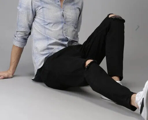 Designer Black Knee cut Jeans