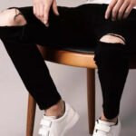 Black knee cut Jeans