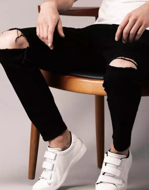 Black knee cut Jeans
