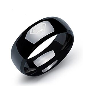Titanium Superman Stylish Black Ring for Men and Boys