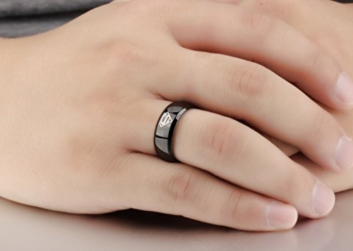 Titanium Superman Stylish Black Ring for Men and Boys