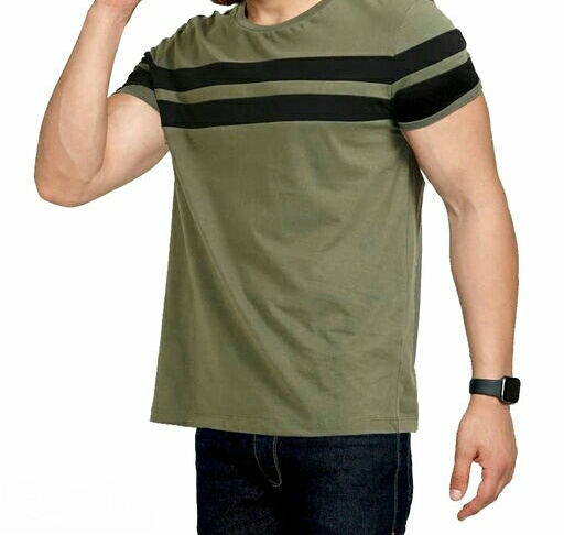 Striped Men Round Neck Half Sleeves T-Shirt