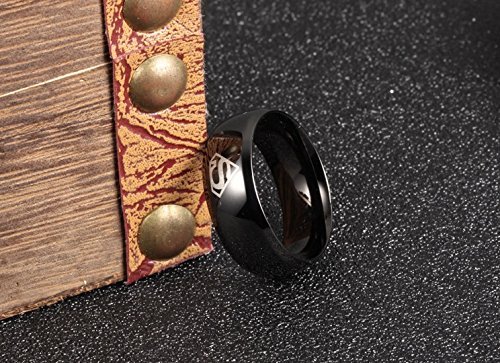 Titanium Superman Stylish Black Ring for Men and Boys
