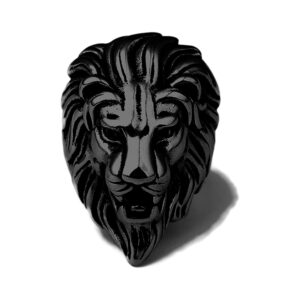 Antique Style King Lion Head Black Colour Ring for Men and Women (Size 12-16)