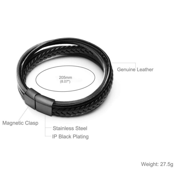 Magnetic-Clasp Genuine Leather Stylish Band Wrap Bracelet for Men and Boys