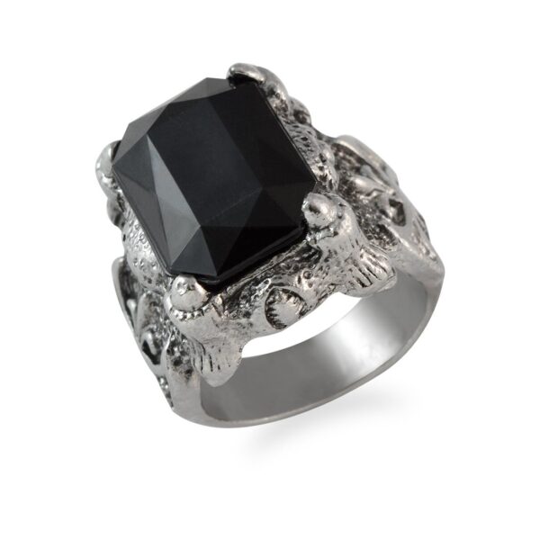 Square Faux Stone Finger Ring for Men - Silver [Jewelry]