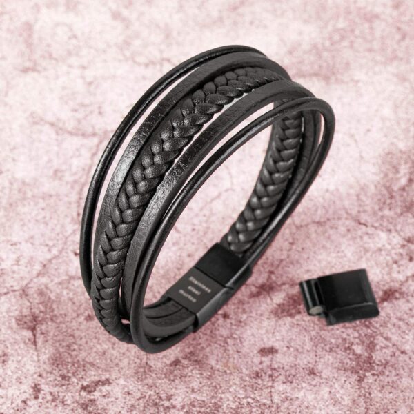 Magnetic-Clasp Genuine Leather Stylish Band Wrap Bracelet for Men and Boys