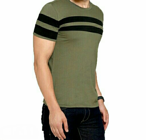 Striped Men Round Neck Half Sleeves T-Shirt