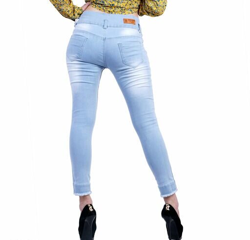 Drragon Women High Waist 3 Button Funky Jeans