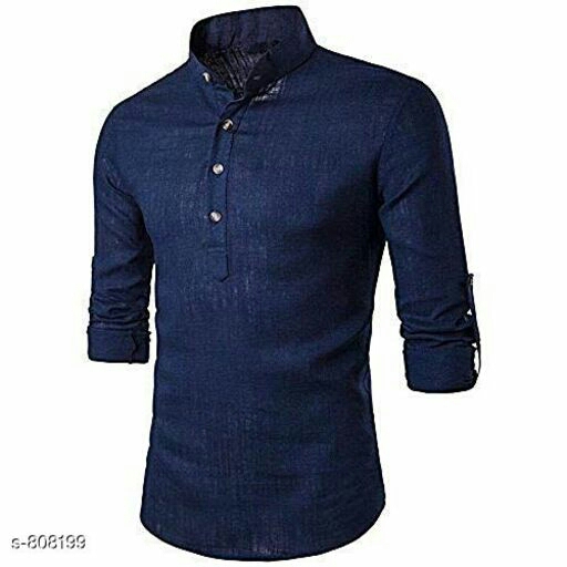 Men's Attractive Cotton Solid Short Kurta