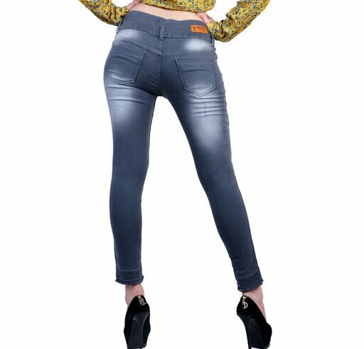 Drragon Women High Waist 3 Button Funky Jeans