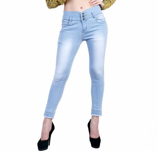 Drragon Women High Waist 3 Button Funky Jeans