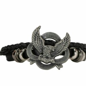 Stylish Leather Black Eagle Design Bracelet For Men