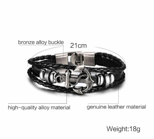 Stylish Leather Black Wraps Cuff Design Bracelet For Men
