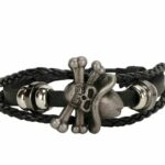 Stylish Leather Black Rough & Tough Stylish Skull Design Bracelet For Men