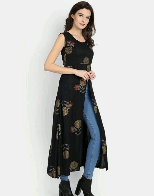 Women Rayon Flared Printed Kurti