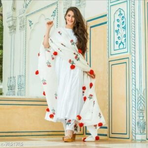 Women Rayon Flared Solid Long Kurti With Palazzos And Dupatta