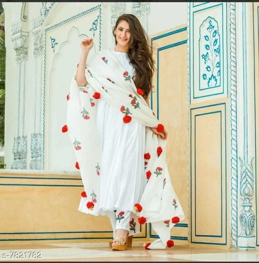 Women Rayon Flared Solid Long Kurti With Palazzos And Dupatta