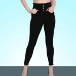 Women Black Stylish Partywear 4 Button High Rise Slim Fit Denim Lycra Jeans