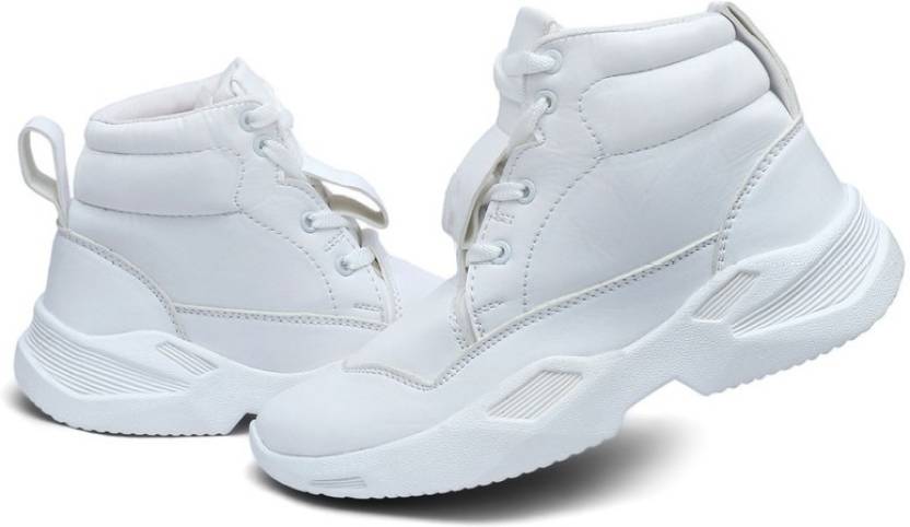 Plain-sport-boat Canvas Shoes For Men  (White)