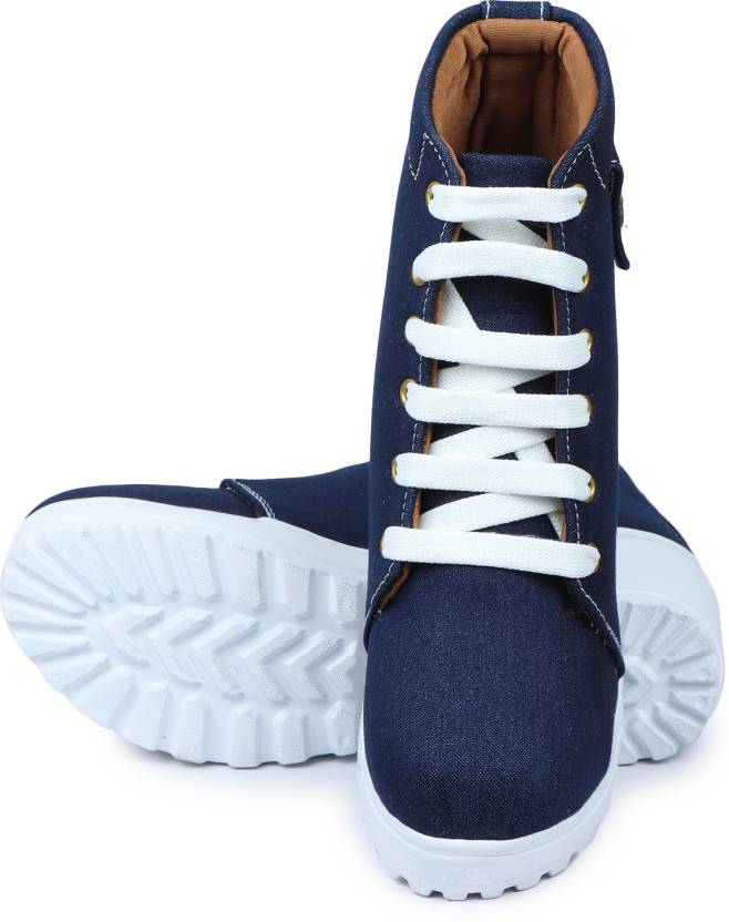 HimQuen New Trendy Latest Design Stylish Girl's Boot Shoe For Women Denim Comfortable Fashionable Outdoor High Heel Ankle Length Lightweight Lace-Up Boots for Women/Girls Boots For Women Boots For Women Boots For Women