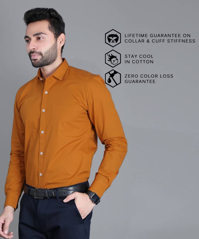 Men Slim Fit Solid Slim Collar Formal Shirt