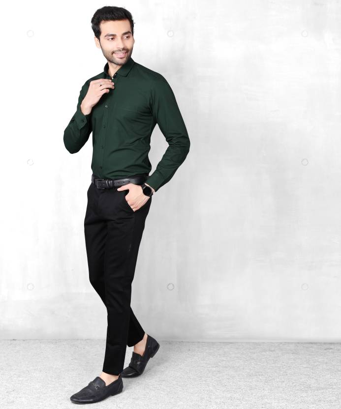 Men Slim Fit Solid Slim Collar Formal Shirt