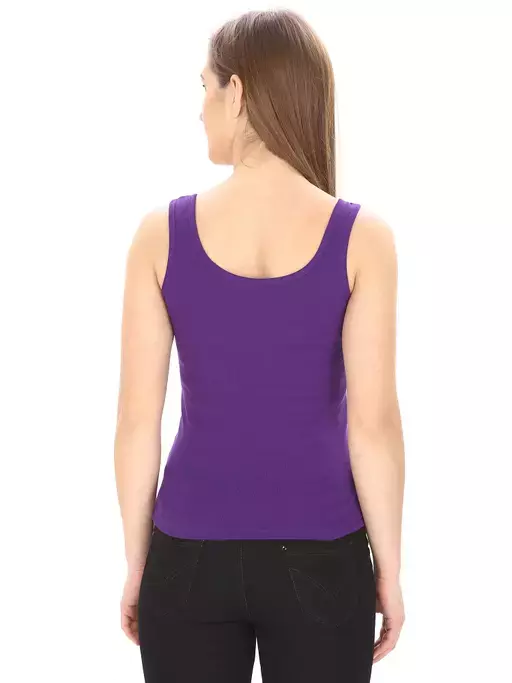 Women Black Cotton Rib U-Neck Tank top