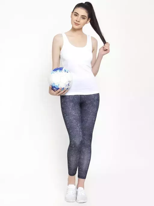 Women Black Cotton Rib U-Neck Tank top