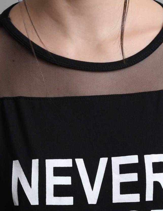 Women Never Coast Casual Printed Black Top