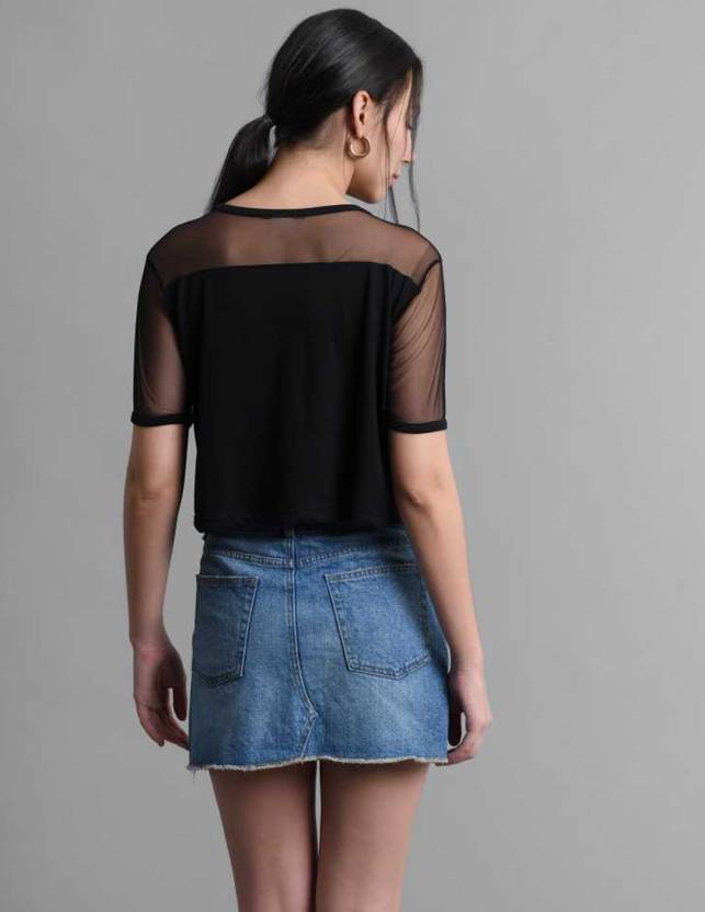 Women Never Coast Casual Printed Black Top