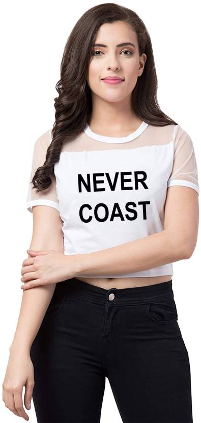 Women Never Coast Casual Printed Black Top