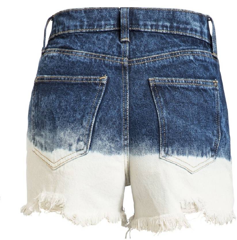 Two Shaded Ripped Denim Shorts