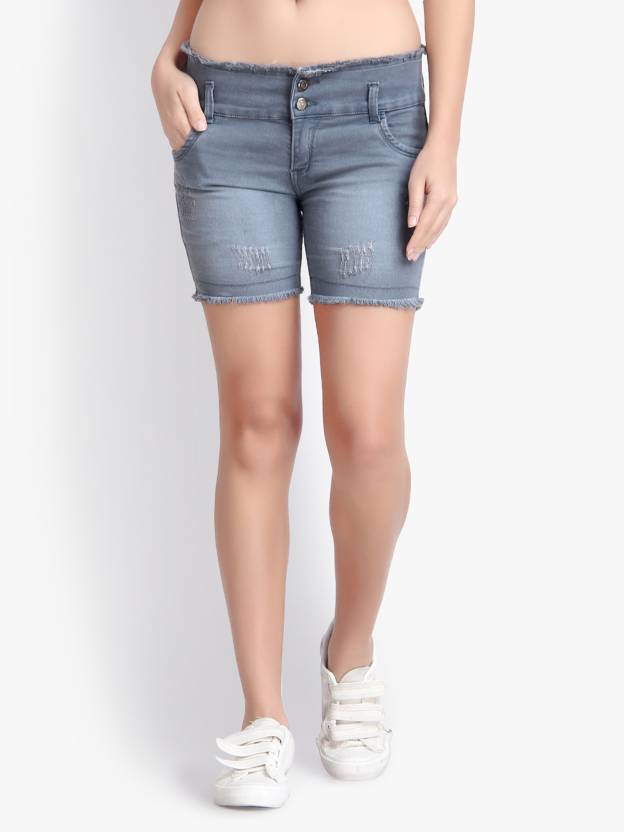 Solid Women Denim Shorts