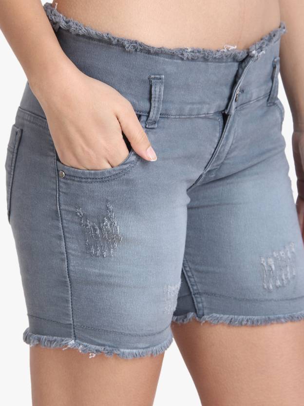 Solid Women Denim Shorts