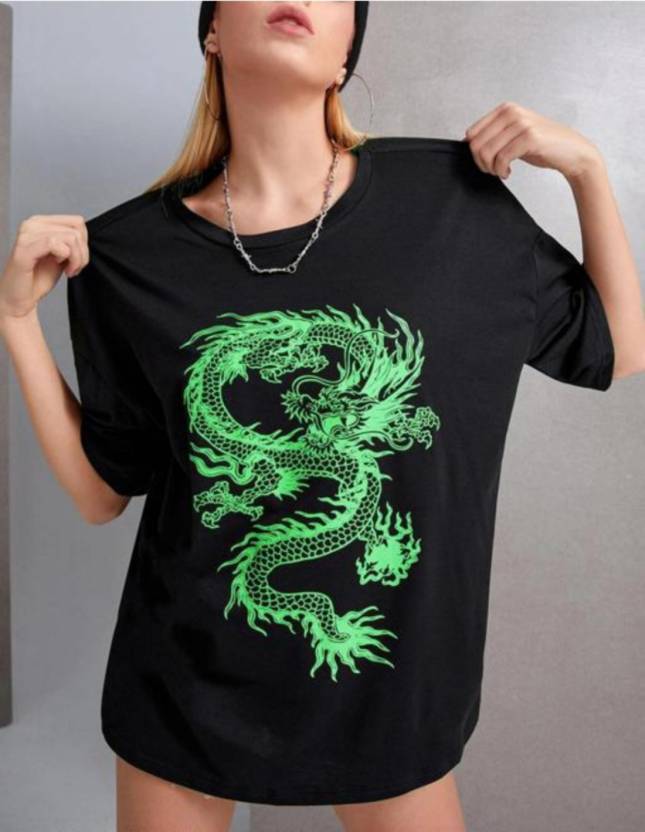 Pure Cotton Dragon Design Printed Regular Fit Trending t Shirt